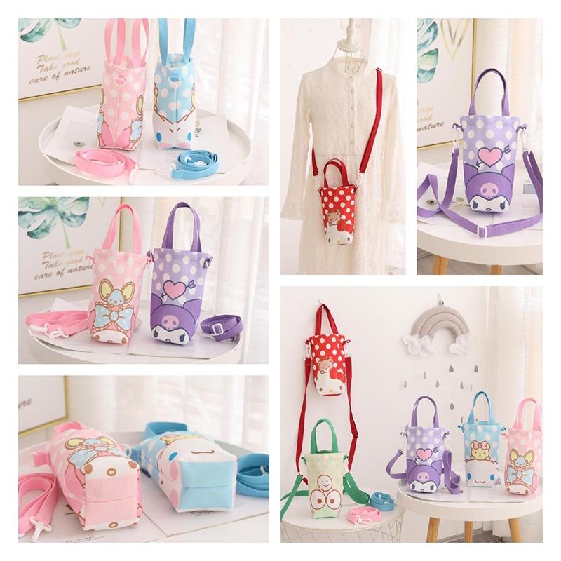 Cute Cartoon Girl Heart Water Cup Sleeve With Carry Bag For Kids