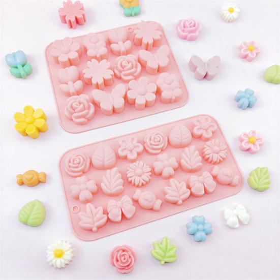 Flower And Leaf Silicone Mold Chocolate Pudding Cake Baking Mold Cake Decoration Reusable DIY Drip Glue Clay Mold