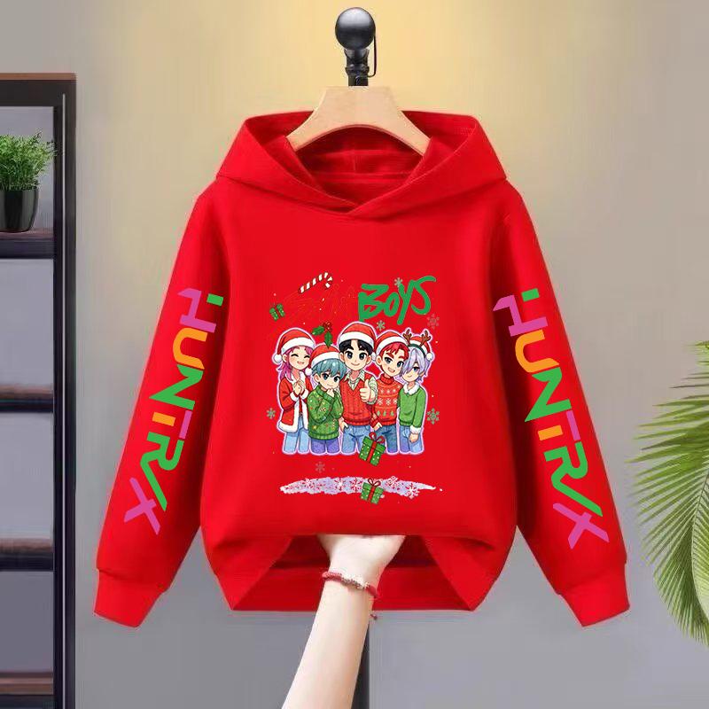 2025 Weihnachten KPop Devil Hunter Mädchen Hoodie Herbst/Winter Kinder Sportbekleidung Langarm Kinderbekleidung Top