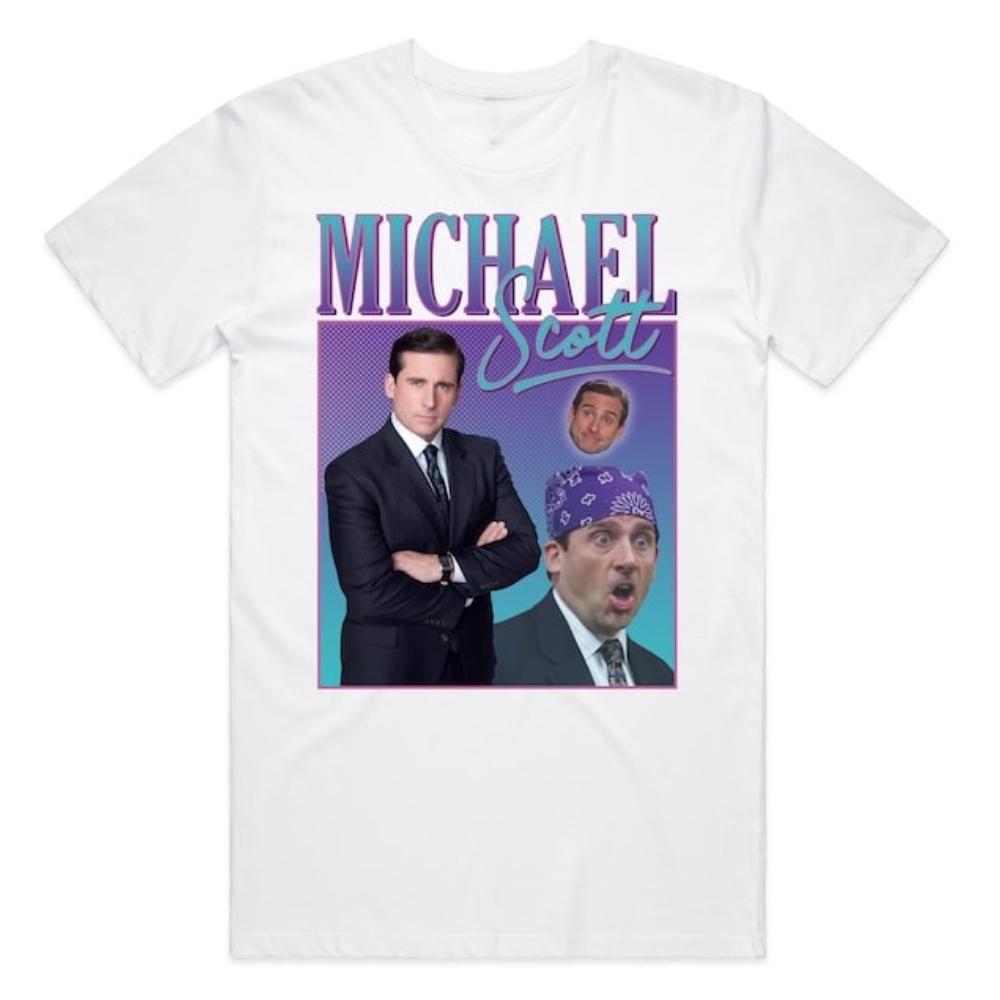 Michael Scott Homage Tshirt Tee Top US Office TV Show Retro 90s Vintage Funny Graphic T Shirts Woman Man Cotton Shortsleev