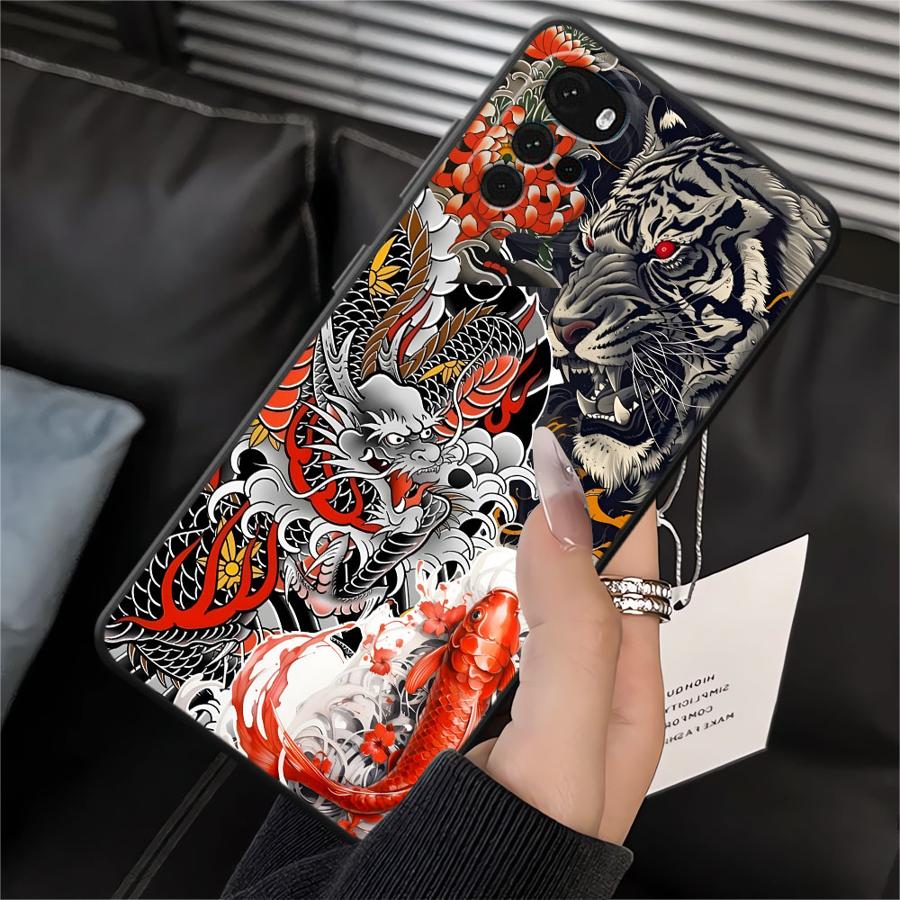 Splicing Tiger Dragon Case for Motorola Moto G52 G53 G30 G51 G73 G50 G71 G32 G22 Edge40 Edge 20 Pro 30 Lite G60s Phone Cover