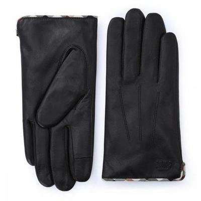 Black Check Leather TouchScreen Men S gloveS