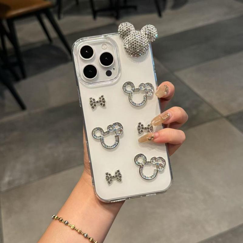 

Cartoon White Jelly KT Cat iPhone 15 Plus/17 Pro Max Case with Cute Diamond Accent Apple 17 Pro Max