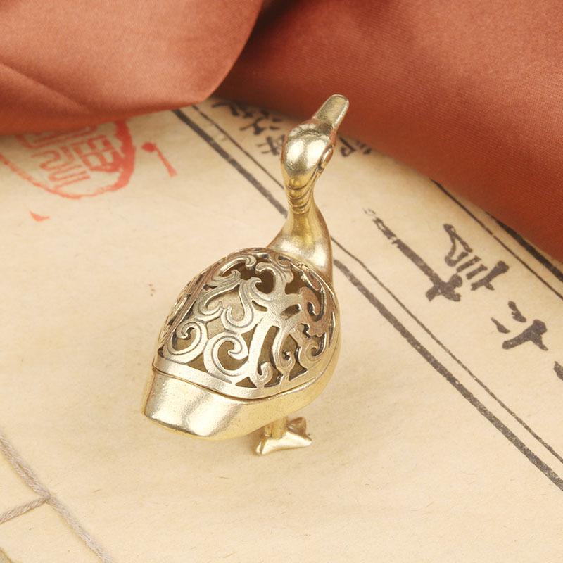 Brass Hongyan Furnace Desktop Ornament Shape Antique Style Craft Duck Incense Burner Old Copperware Wholesal