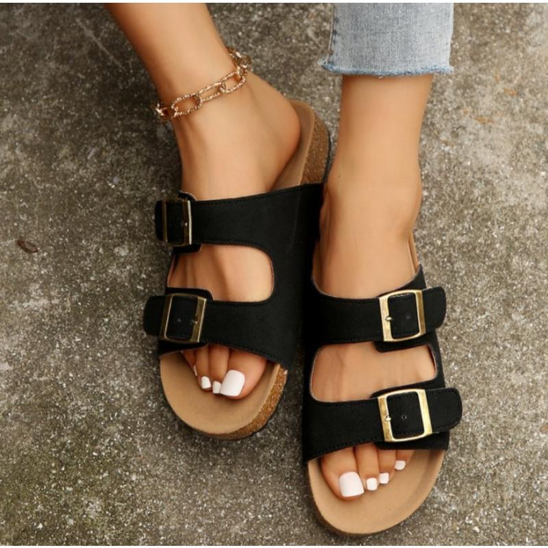 

Женские сандалии-слайдеры с пробковой стелькой, летние пляжные сандалии, модные домашние туфли-сабо на мягкой подошве, сабо с регулируемой пряжкой 43