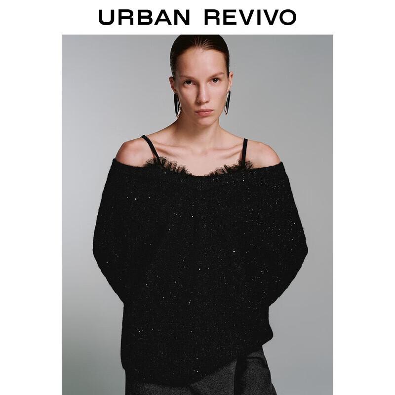 

UR Women s Elegant Sequin Lace Knit Sweater L