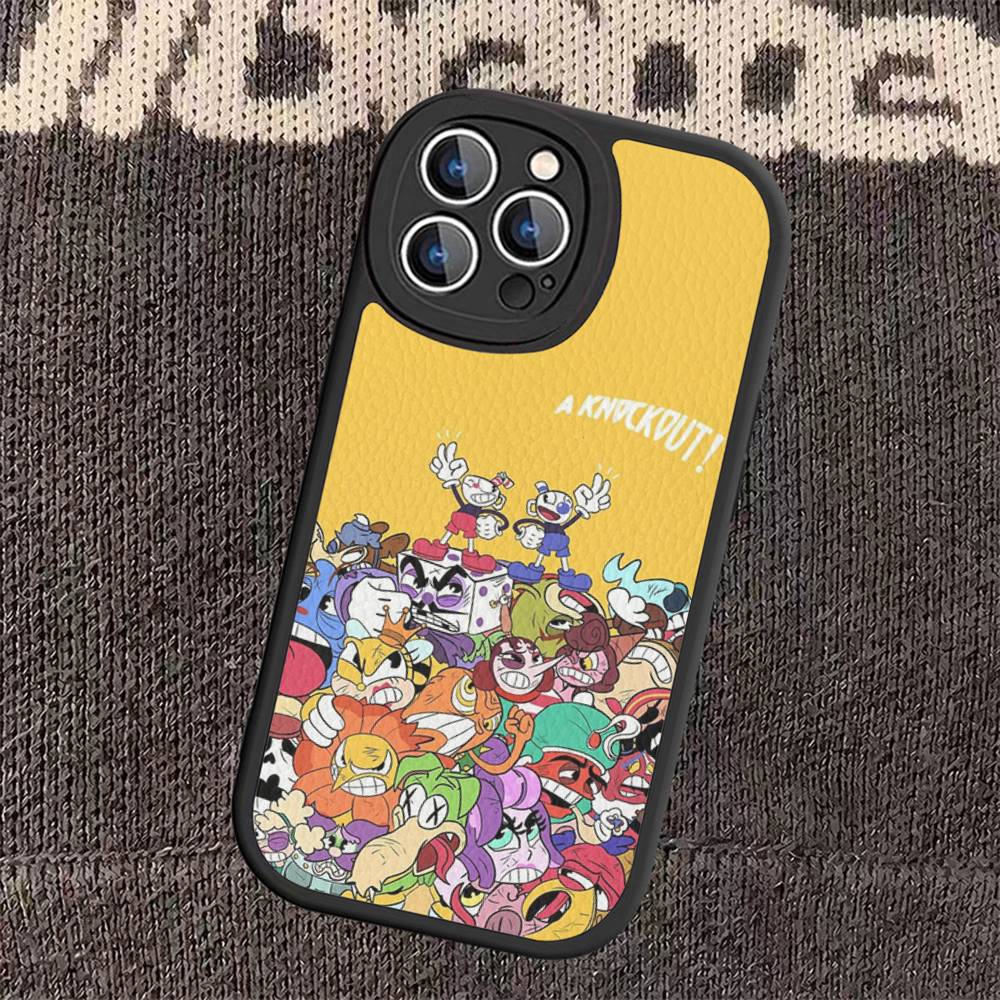 

Classic Game Anime C-CupheadS Phone Case For iPhone 16 15 14 13 12 11 Pro Max Plus 16E Soft Leather Cover iPhone 16pro max