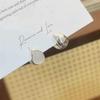 Silver Double-Sided Teardrop Cat Eye Earrings for Women - Elegant and Versatile Design