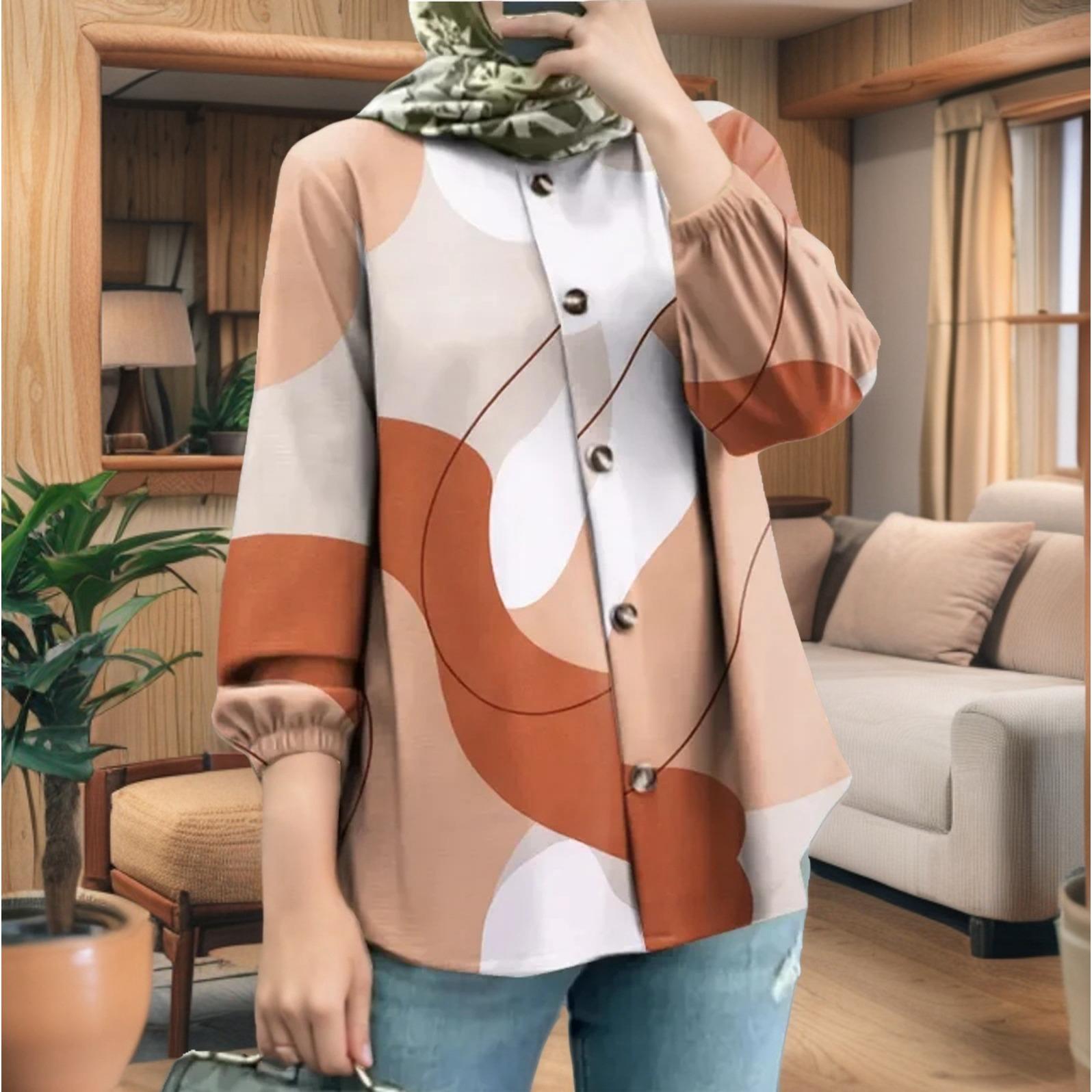 

GMXIA Большие размеры Женская свободная модная рубашка с длинным рукавом и принтом в виде пузыря XXXXL оранжевый