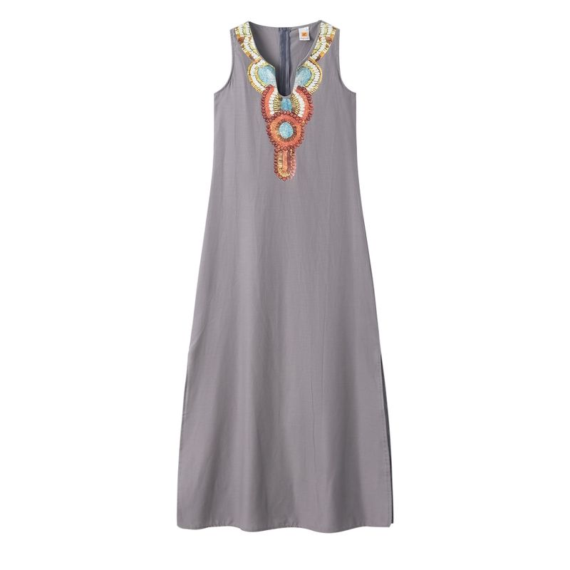 

Deep V Women s Casual Bohemian Side Slit Skirt Dark gray M