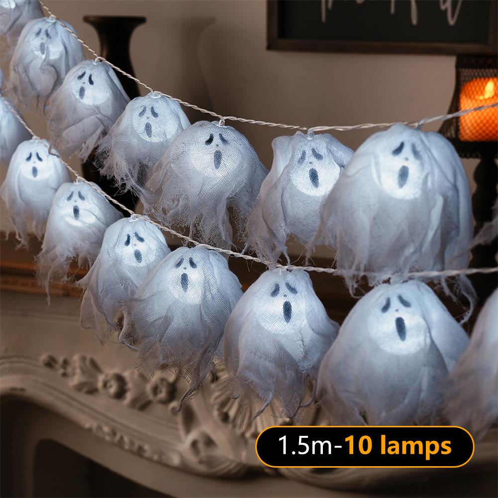 

Хэллоуин Светодиодная гирлянда Призраки Мигающие огни Тыквы Подвесное украшение Тыква В помещении/на улице Декор крыльца на Хэллоуин 1.5m(Battery Powered) чистый белый