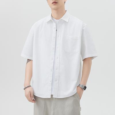 New Summer Pure Cotton Short-sleeved Shirt for Men's Japanese Simple Light Business Shirt American Style