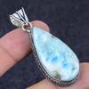 Larimar Gemstone Handmade 925 Sterling Silver Jewelry Pendant 2.36" R2i40