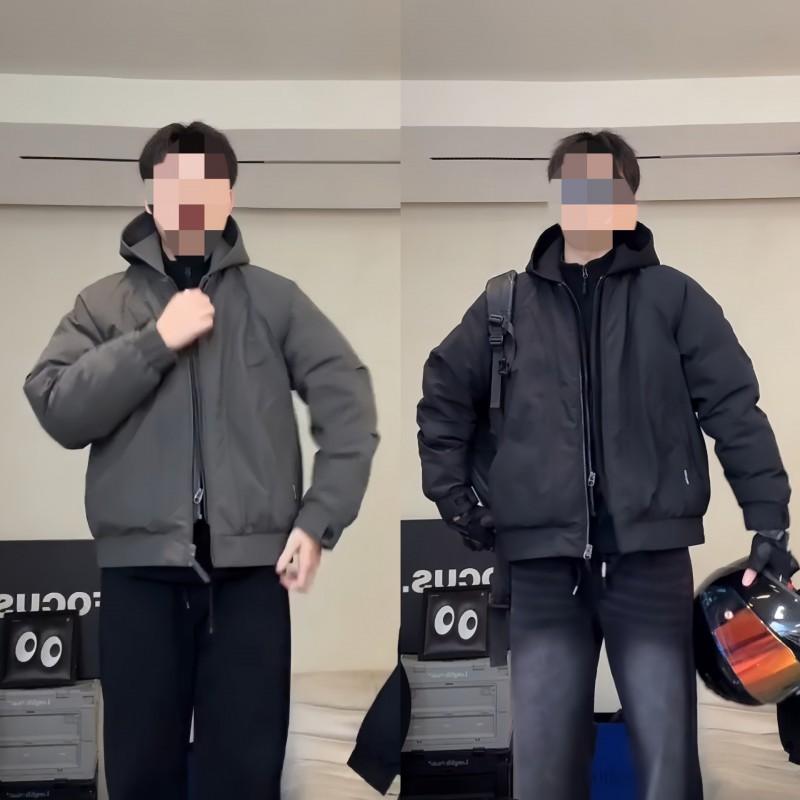 Herren einfarbige Kapuzen-Baumwolljacke Warmer Freizeit-Wintermantel Mode Vielseitig Lockerer Schnitt