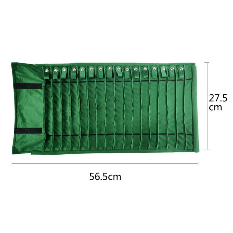 Högkvalitativ PU-läder Smyckesrulleväska 16 Halsband Hänge Armband Kedja Förvaringsväska Svart/Grå/Rosa/Grön 4 Färgval