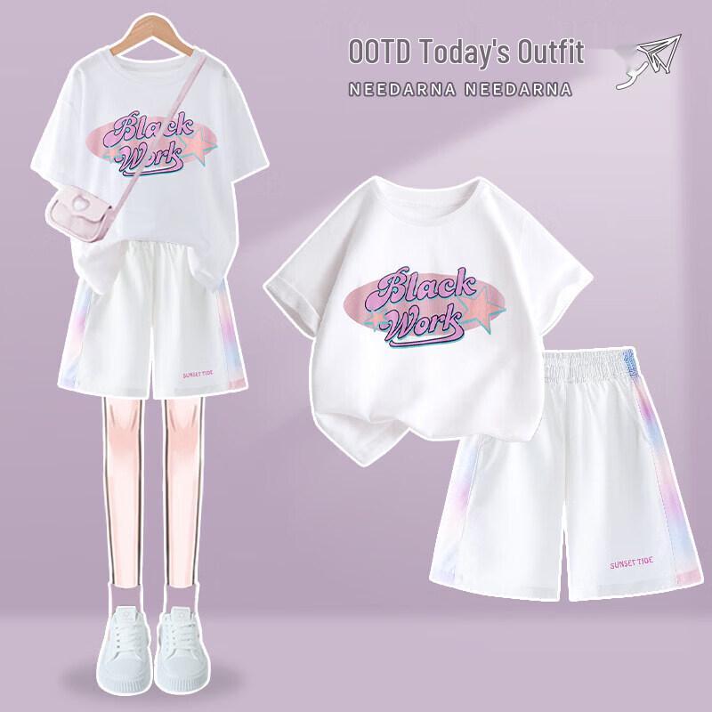 Moonkids Girls 2026 Summer Short Sleeve & Shorts Set 130cm
