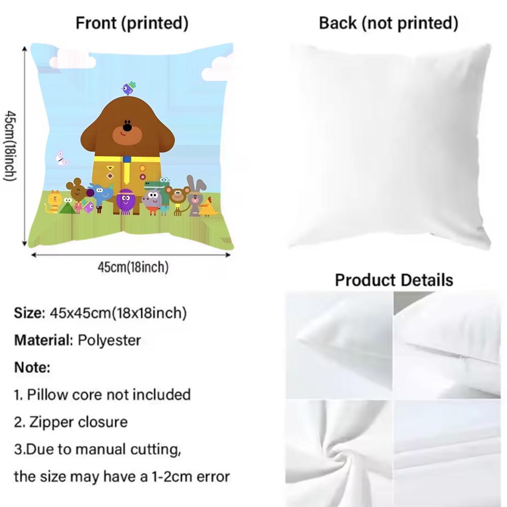 Anime H-Hey Duggee Cushion Cover Pattern Printed Pillowcase for Living Room Sofa Cushion Cover & Bedroom Decor