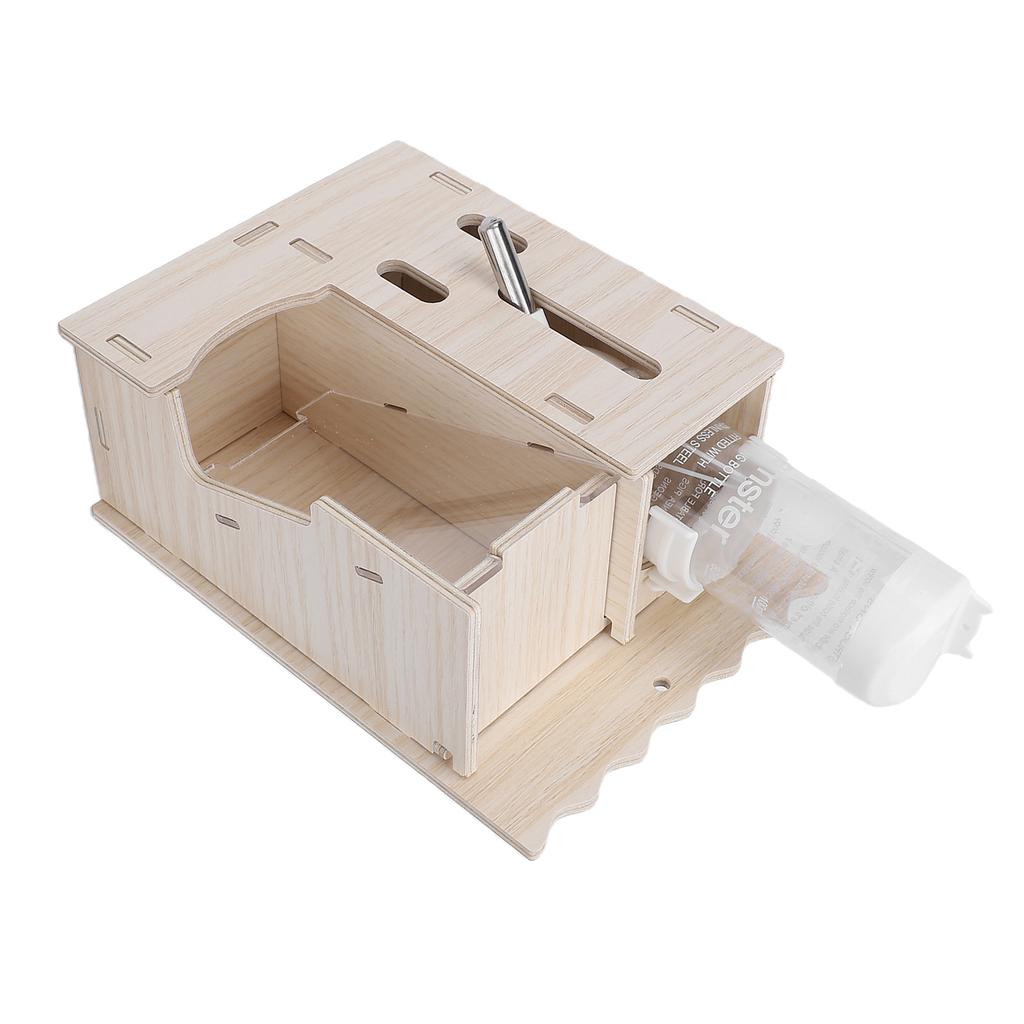 2 in 1 Hamster Hanging Water Bottle Wooden Pet Automatic Water Dispenser for Gerbil Hedgehog