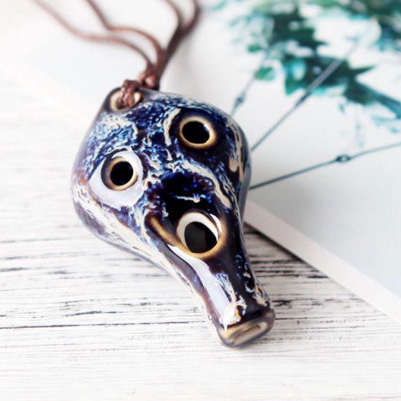 Six-Hole Ceramic Ocarina Leaf Flute - Popular Scenic Spot Souvenir and Musical Toy