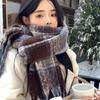 Mohair Winter Cashmere Scarves Tassel Long Shawl Retro Plaid Wool Scarf  Girl