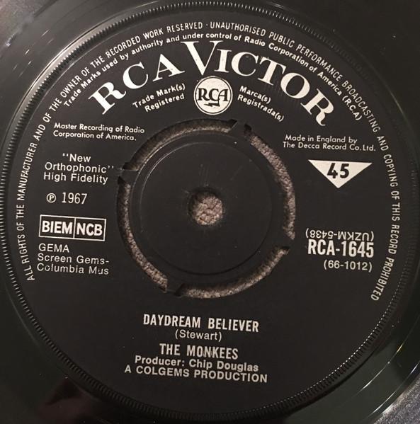 

7inch Record MONKEES - Daydream Believer RCA1645 RCA Victor 1967 UK Rock Used