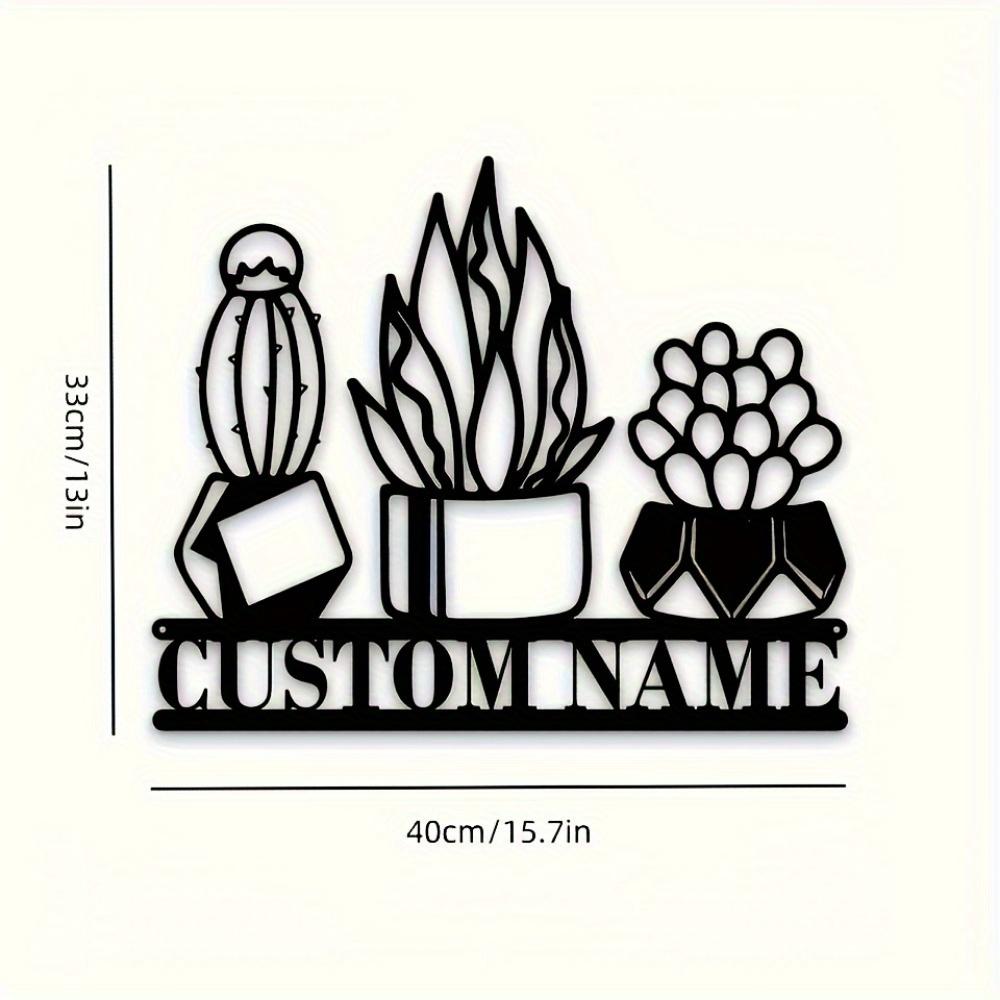 

Custom Succulent Themed Metal Sign Name Home Garden Wall Mounted Plaque Plant Lovers Wall Hanging