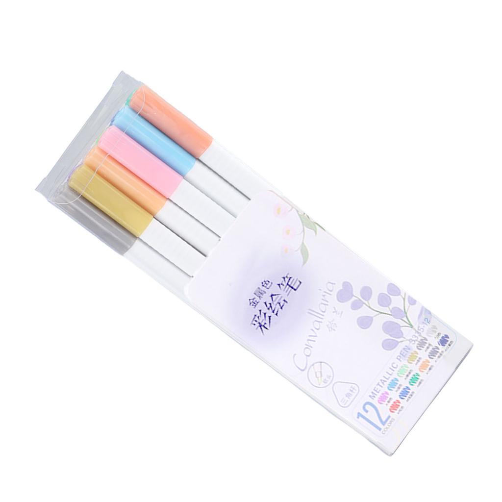Metalické fixy 12 barev Měkký hrot Víceúčelové lakové fixy pro studenty k psaní poznámek