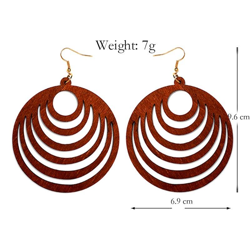 

Модные полые геометрические серьги из дерева для женщин коричневый