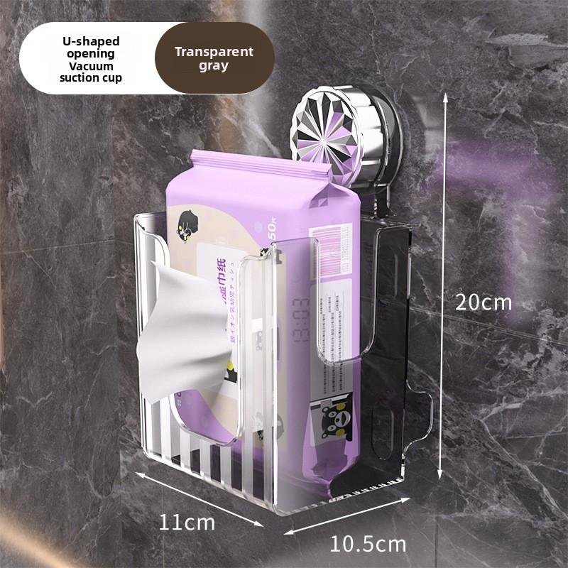 Household Suction Cup Tissue Storage Box, Wall-mounted Wet Tissue Box for Kitchen and Bathroom, Tissue Storage Box Without Holes To Be Drilled