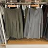2025 Autumn/Winter Women's Casual Wide Pleated Mid-Length Skirt, Solid Color
