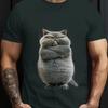 Animal T Shirt For Men Summer Short Sleeve Cat Print T-Shirt Fashion Streetwear Oversized Clothing Casual Crew Neck Pullover