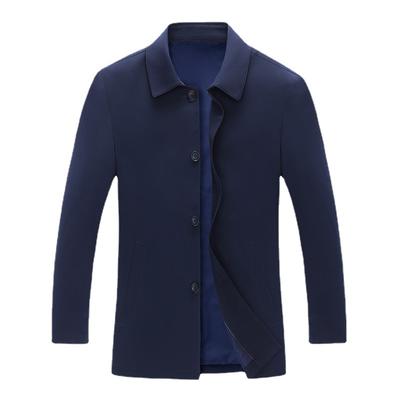 Combination of Autumn and Winter Navy Blue Jacket Casual Single-breasted Jacket Men's Jacket Middle-aged Business Versatile Men's Jacket
