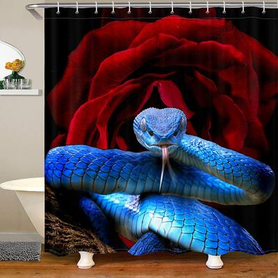 Snake Shower Curtain,Rose Flower Bathroom Curtains Floral Petal Shower Curtain for Bathroom,wild Animals Waterproof Bathroom Set