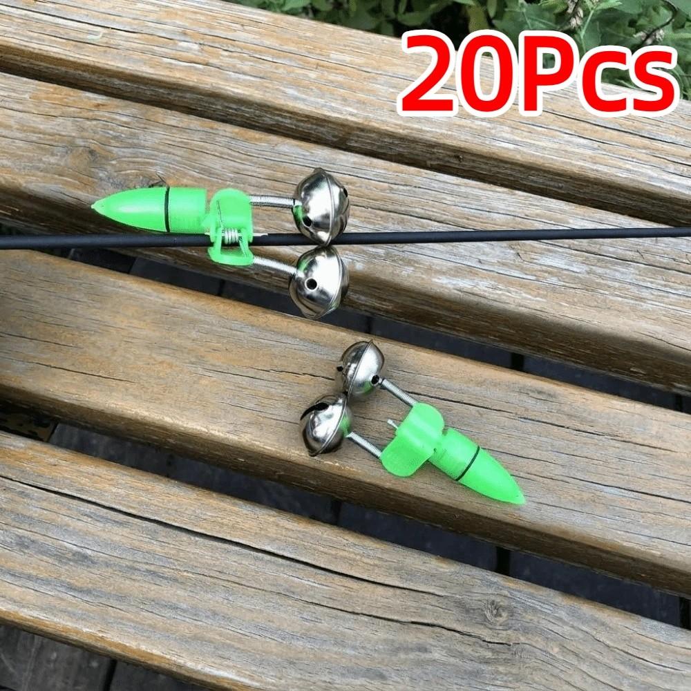20Pcs Plastic Fishing Bite Alarms Rod Bells Tip Clip Spring Clip Tip up Lights Night Fishing