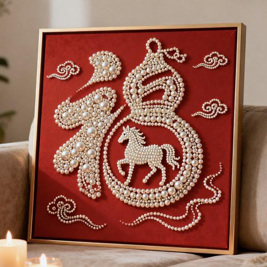 DIY Sada pro malování perlami pro dospělé Začátečníky Designy koní 3D perlové umění Řemeslná sada Předtištěné plátno Sada plastových per pro dekoraci na Nový rok Nápad na dárek