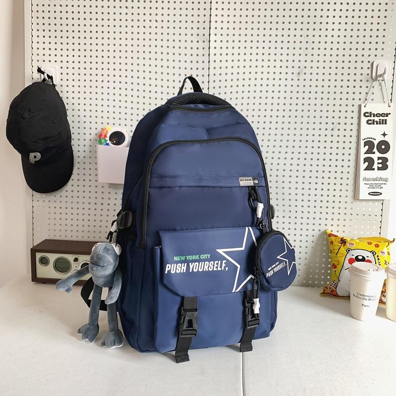 Schoolbag Japanese ins Tooling Style School Bag Male Large Capacity Junior High School Student Backpack Cool College Student Couple Backpack