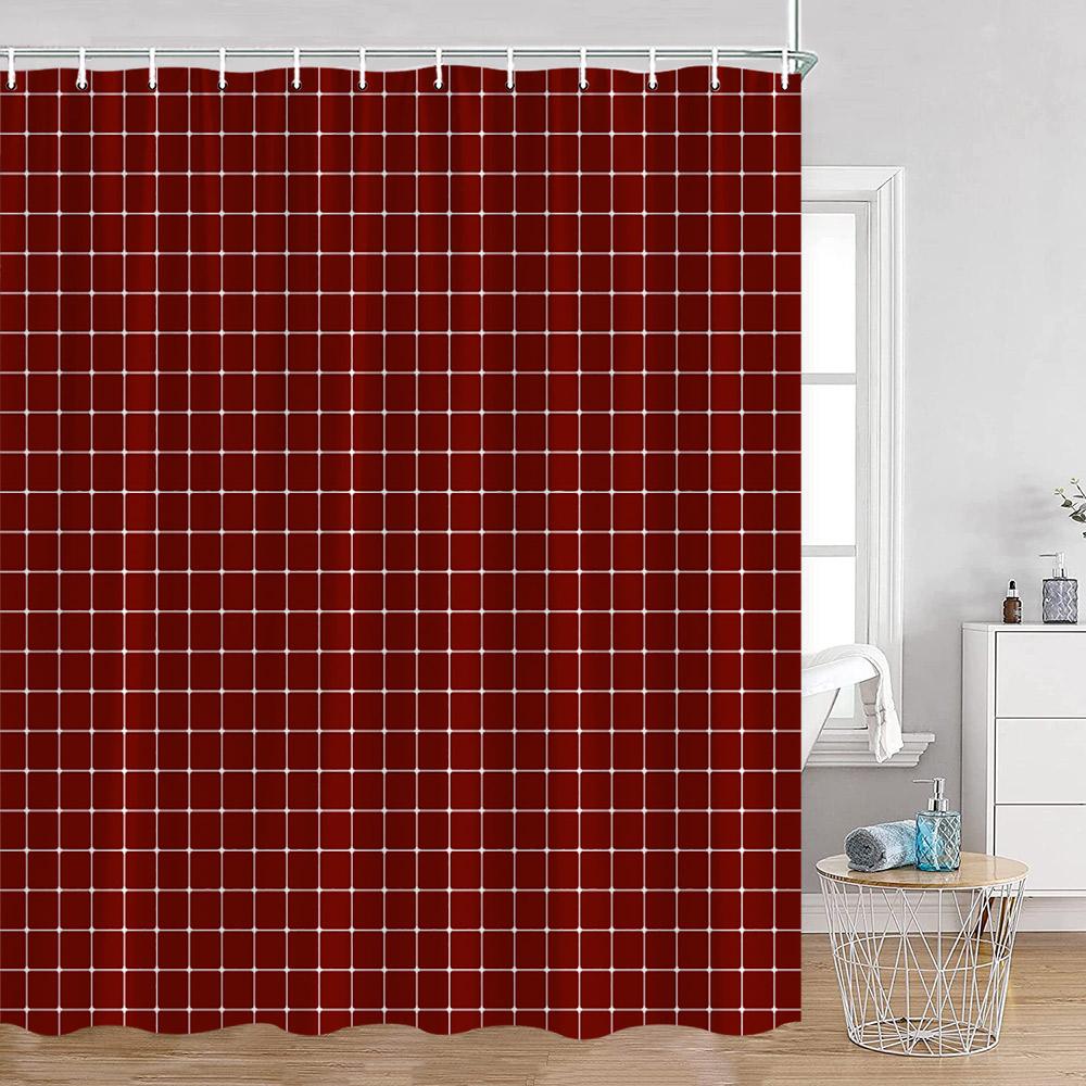 Simple Checkerboard Shower Curtains Colorful Abstract Gingham Pattern Check Checkered Modern Nordic Bathroom Curtains Decor