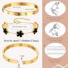2PCS/set Stainless Steel Bracelet Clover Bracelets Woman Stacking 18K Gold Plated Tennis Bangle Fashion Jewelry Christmas Gifts