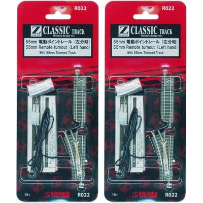 Rokuhan Z Gauge R022 55mm Point Rail Left Branch 1 Pack  With 1 55mm Pre Cut Rail   X2  Pack Of 2