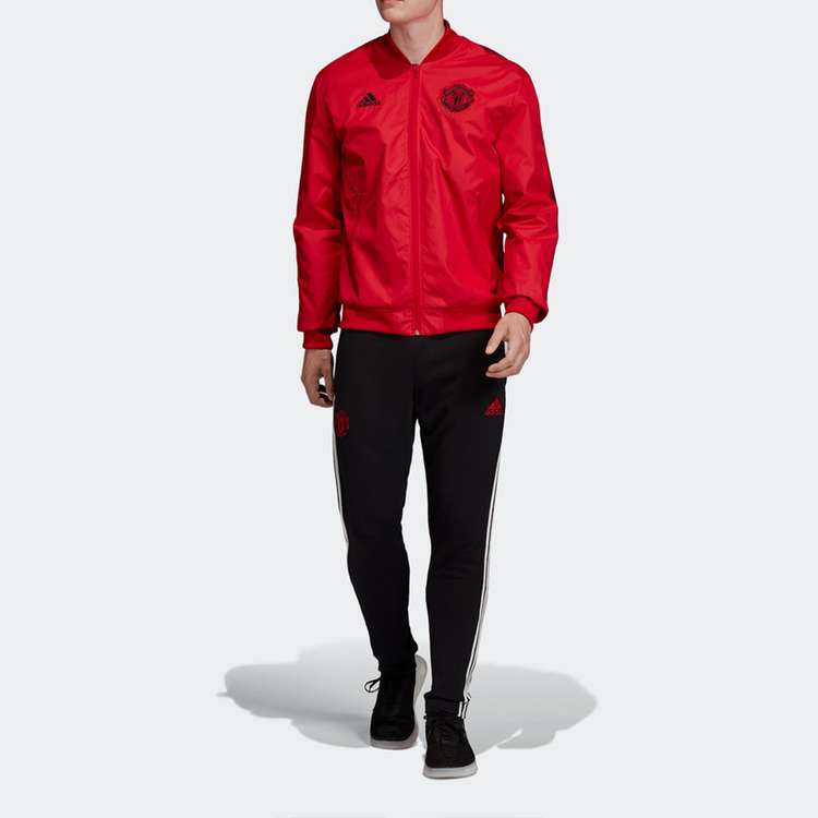 Adidas Manchester United Bunda s dlouhým rukávem na zip Pánské svrchní oblečení Červená DX9077