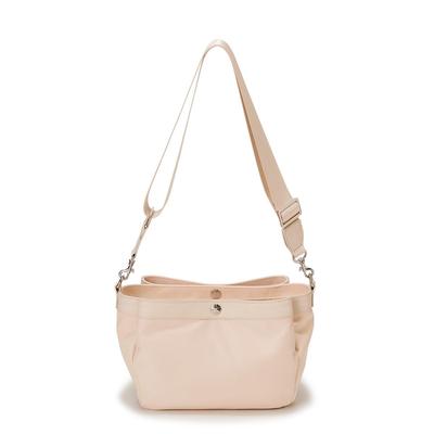 Breath TOPKAPI Waterproof Nylon and Leather Combination Shoulder Bag 3-Compartment (Pale Pink)