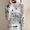 Women's Early Spring Loose Knit Pullover: Color Block Merino Wool Long Sleeve Sweater