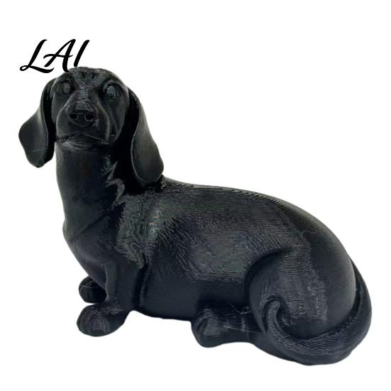 Künstlerisches Haustier-Gedenkgeschenk 3D-gedruckte Dackel-Skulptur Miniatur-Hundefigur Matt Handgefertigter Stil Figurenoberfläche Statue Ornament