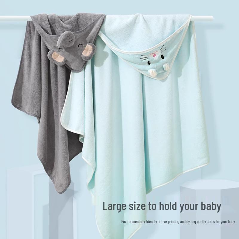 Kinder Badetuch mit Kapuze & Puckdecke - Saugfähig, Verdickt, Tragbarer Bademantel für Herbst und Winter