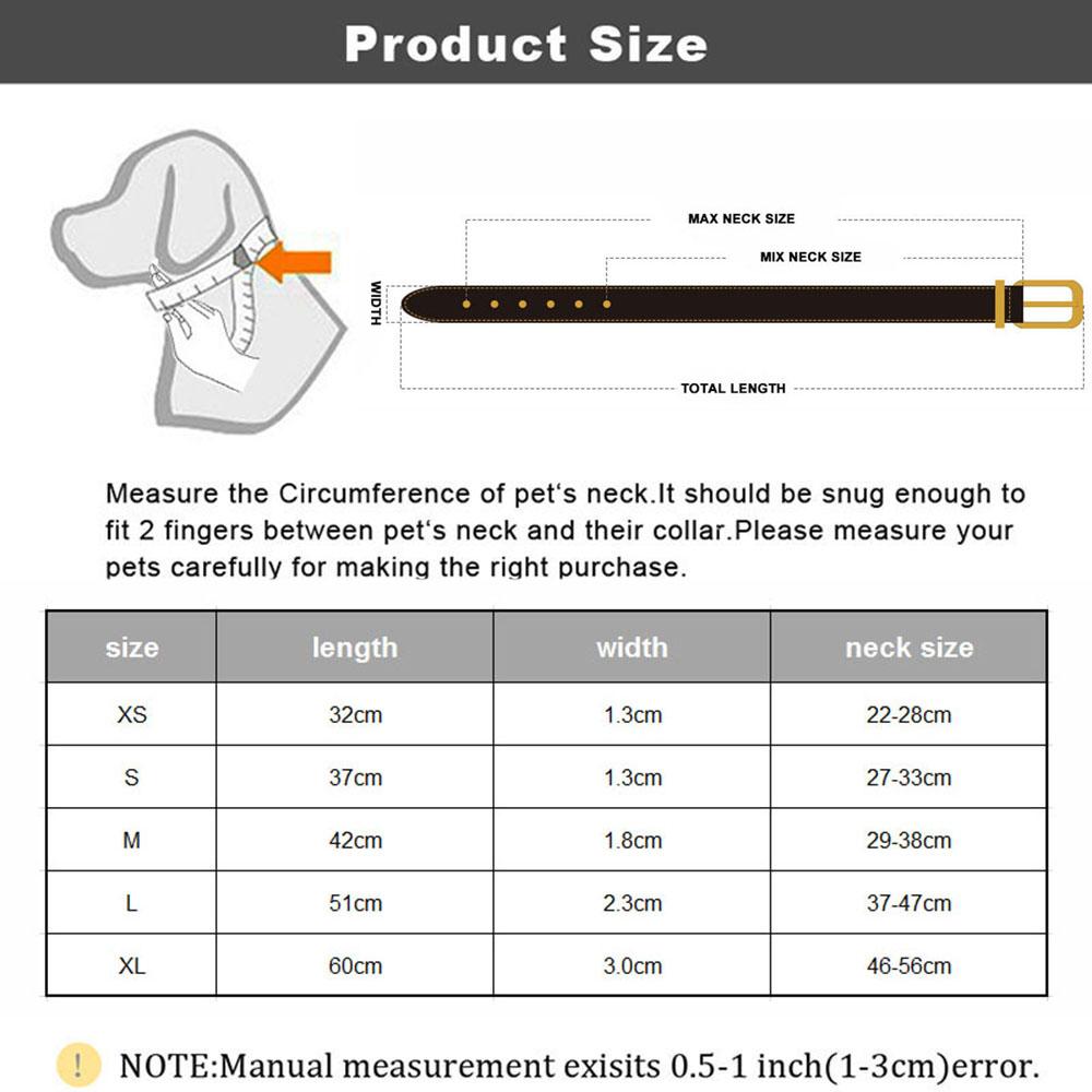 Double-layered Ultra Soft Neoprene Padded Dog Collar Heavy Duty Dog Leather Collar with Durable Metal Buckle Pet Training Collar