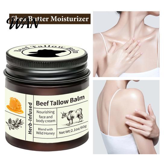 Dry Skin Moisturizer Beef Tallow Moisturizing Cream with Jojoba Oil Shea Butter Honey Lightweight Moisture Retention Non-Greasy Daily Hydration