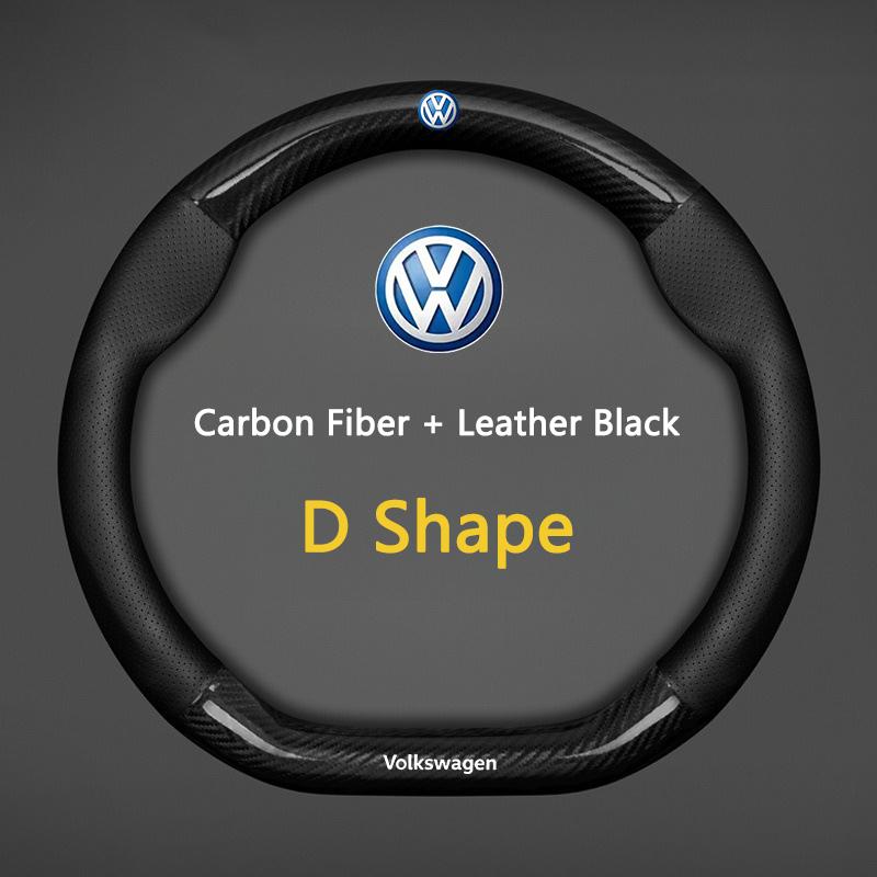 T26Carbon Fiber Leather Car Interior Steering Wheel Non-Slip Cover For Volkswagen VW GTI Polo Passat Golf Tiguan Jetta T-ROC Beetle
