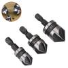 90 Degree Steel 3Pcs Carbon Hexagonal Shank Chamfer Wood Work Hole Drill Bit