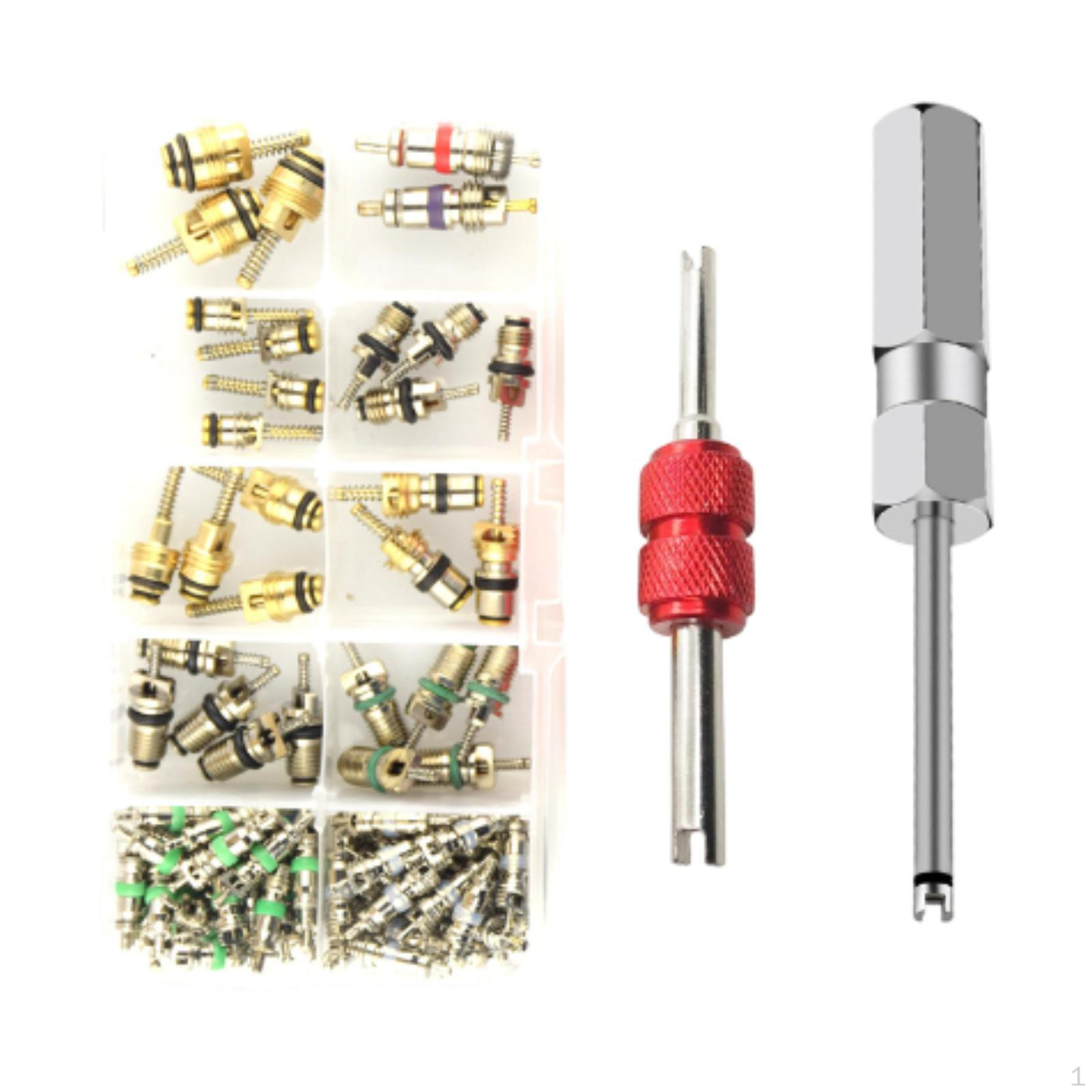 

Набор из 102 штук сердечников клапанов кондиционера, сердечники штоков клапанов для шин холодильного оборудования, металлический инструмент для снятия