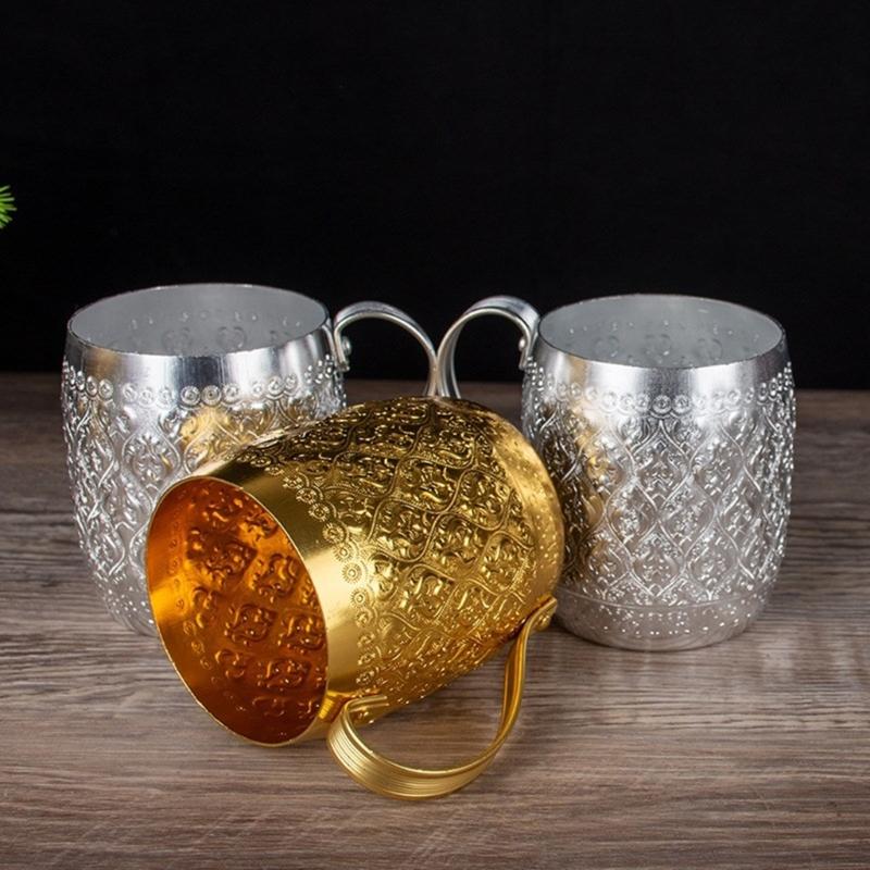 Artistic Thai Style Metal Cup With Excellent Chilling Properties Outdoor Drinking Vessel For Refreshing Summer Drink